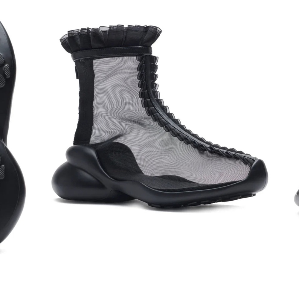 Collina Strada FCTRY LAB Black Mesh Rufl Boots